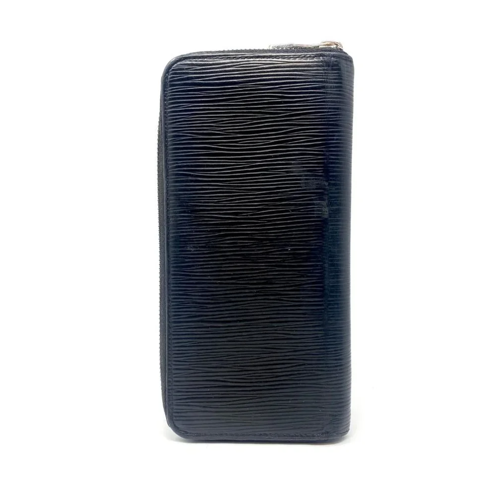 Louis Vuitton Black Epi Leather Zip Wallet with Gold Zipper